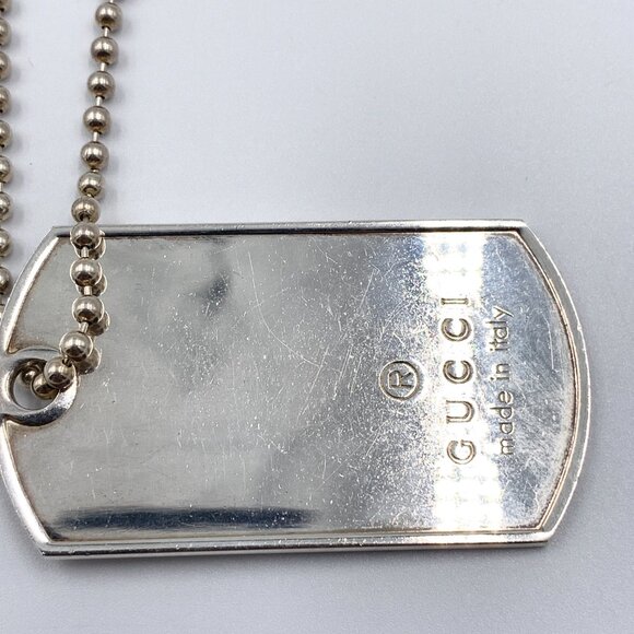 Authentic Gucci 925 Silver Dog Tag Pendant Necklace - Picture 3 of 11